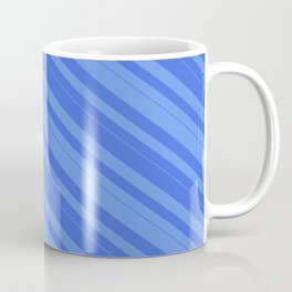 [ Thumbnail: Cornflower Blue & Royal Blue Colored Lined/Striped Pattern Coffee Mug ]