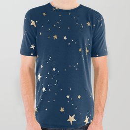 Magical Midnight Blue Starry Night Sky All Over Graphic Tee