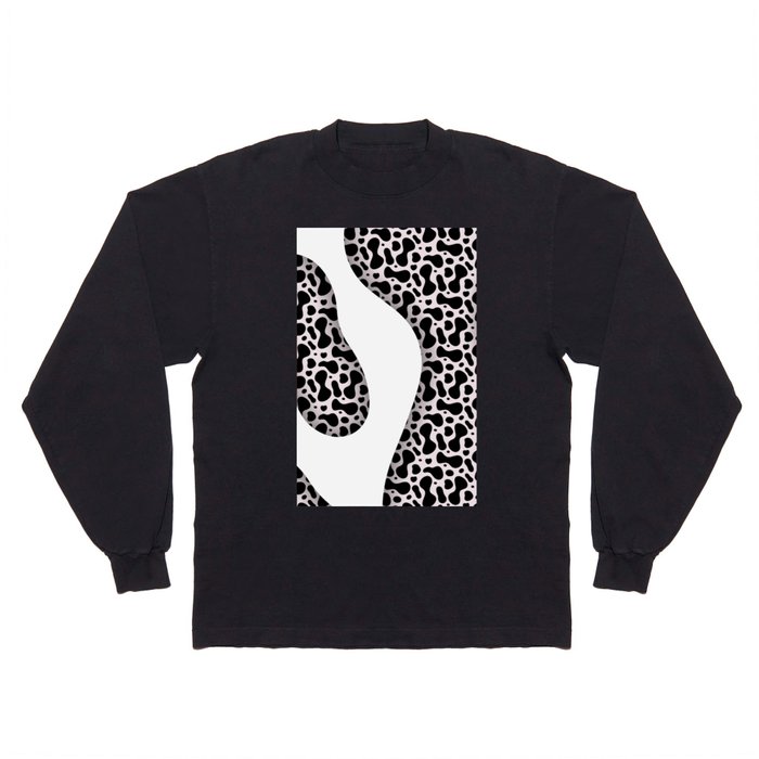 Black & White Color Liquid Wavy Design Long Sleeve T Shirt