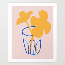 flower couple | pink, cobalt and yellow Art Print