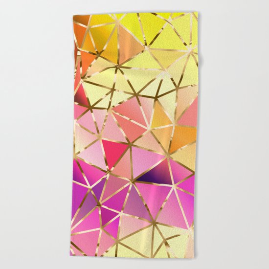 Rainbow Geometric pattern #5 Beach Towel