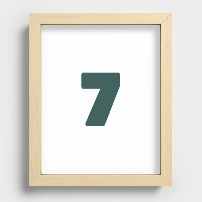 7 (Dark Green & White Number) Recessed Framed Print