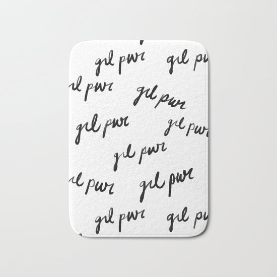 GRL PWR Pattern (Black + White) Bath Mat