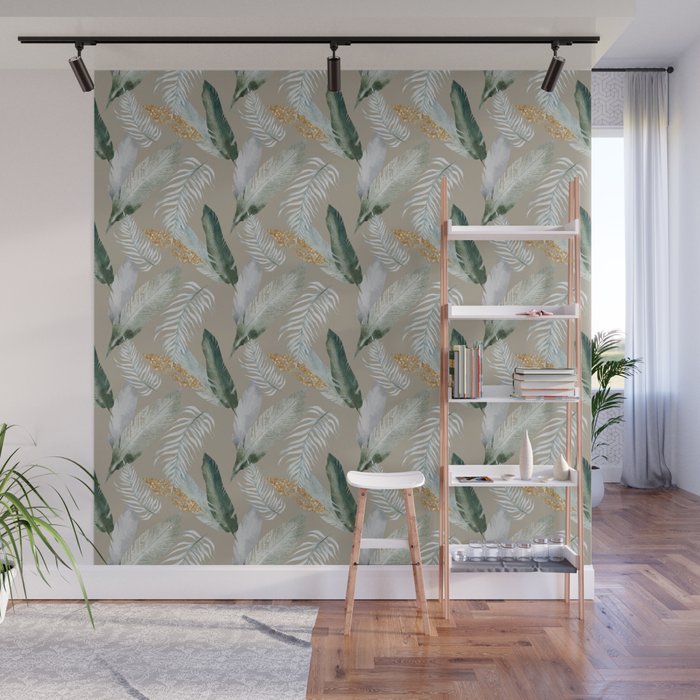 Tropical Palm Leaves Pattern Wall Mural