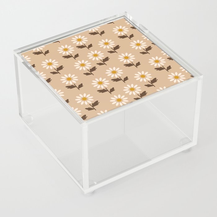 Minimal Sunflower Pattern_Tan Acrylic Box