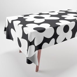 Black and white groovy aesthetic flowers Tablecloth