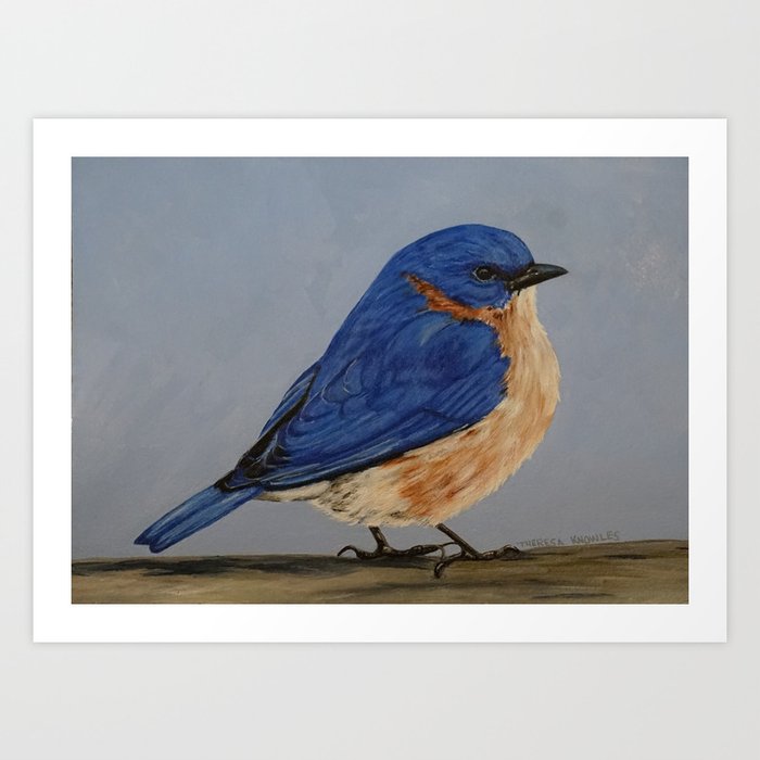 Blue Bird Art Print by Theresa Knowles | Society6