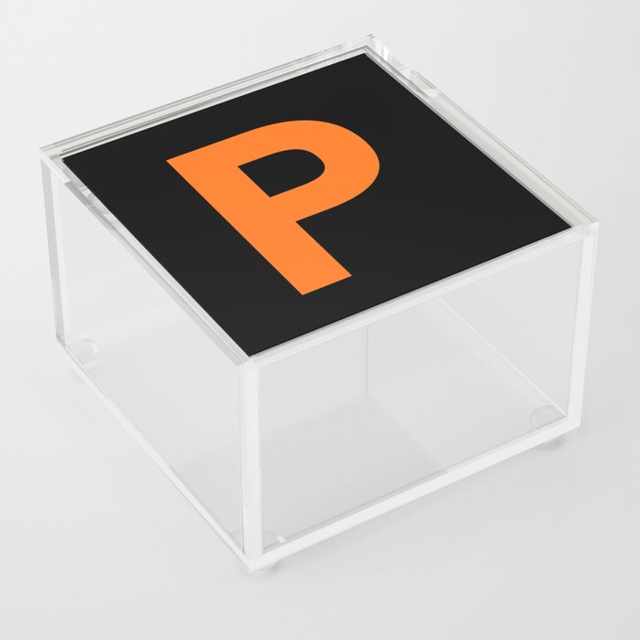 Letter P (Orange & Black) Acrylic Box