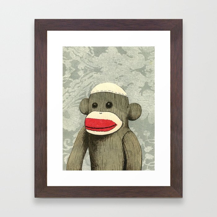 Sock Monkey Portrait Framed Art Print