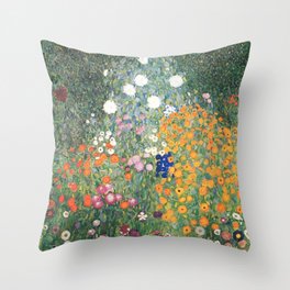 Gustav Klimt Flower Garden Throw Pillow