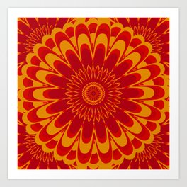 Summer Mandala Celebration in Vibrant Red & Yellow Art Print