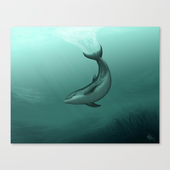 "Siren of the Lagoon" by Amber Marine ~ Indian River Lagoon Bottlenose Dolphin Art, (c) 2015 Canvas Print