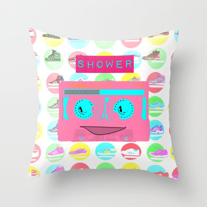 Cassette w/ Shoes - SHOWER Throw Pillow