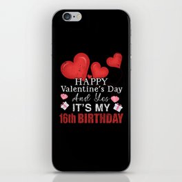 16th Birth Heart Day Happy Valentines Day iPhone Skin
