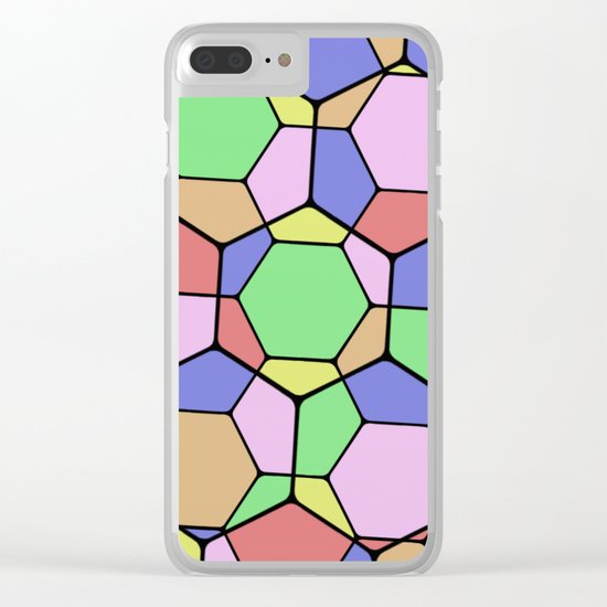 Stained Glass Tortoise Shell - Geometric, pastel, hexagon patterned artwork Clear iPhone Case
