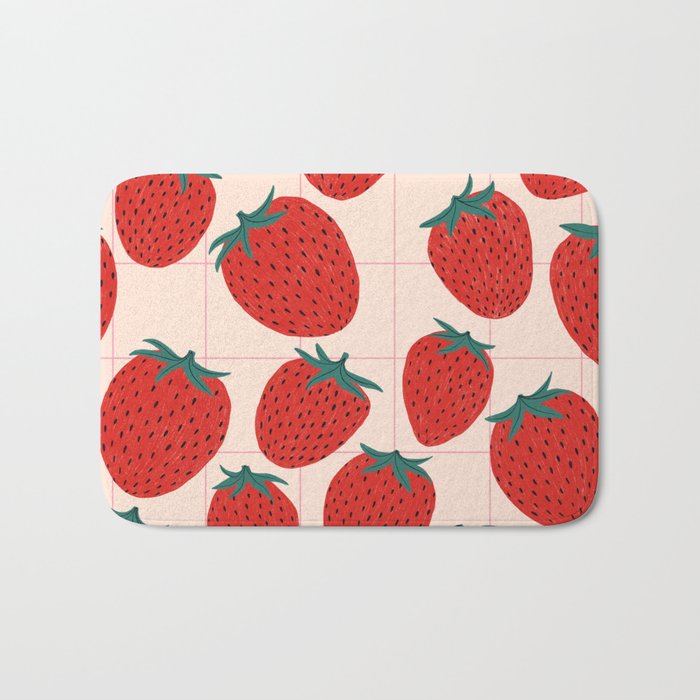 Red strawberries pattern Bath Mat