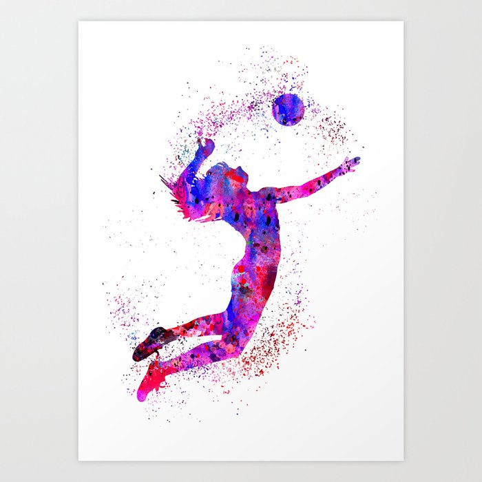 Volleyball girl, watercolor volleyball girl Art Print by RosalisArt ...