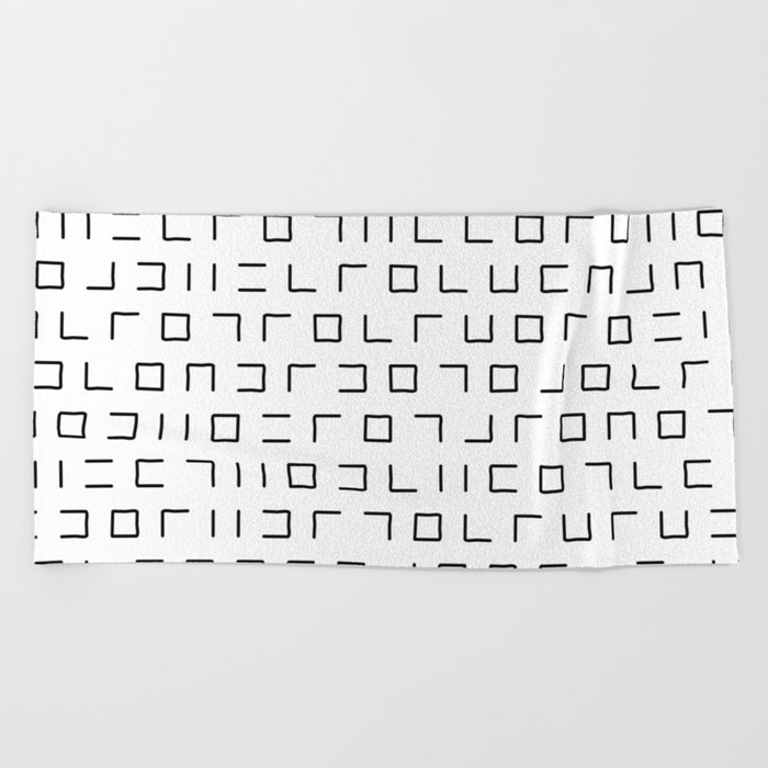 Code Breaker - Abstract, black and white, minimalist artwork Beach Towel