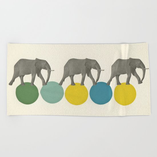 Travelling Elephants Beach Towel