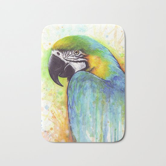 Bird Watercolor Animal Macaw Bath Mat