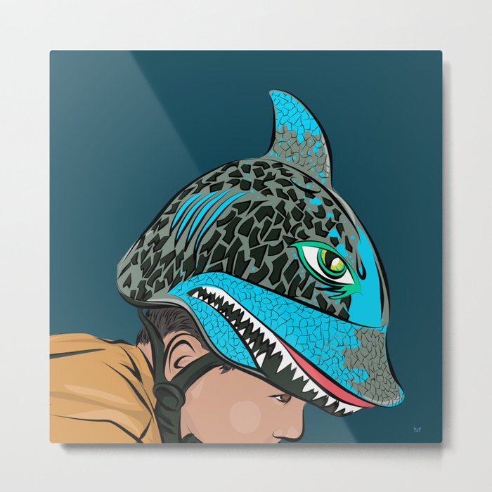 The Shark Helmet Metal Print