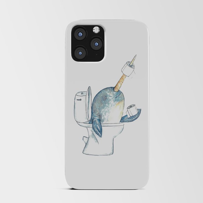 Narwhal in the bathroom painting watercolour iPhone Card Case