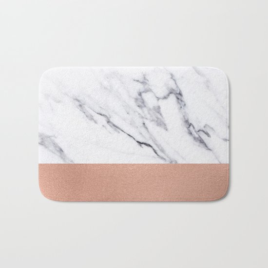 Marble Rose Gold Luxury iPhone Case and Throw Pillow Design Bath Mat