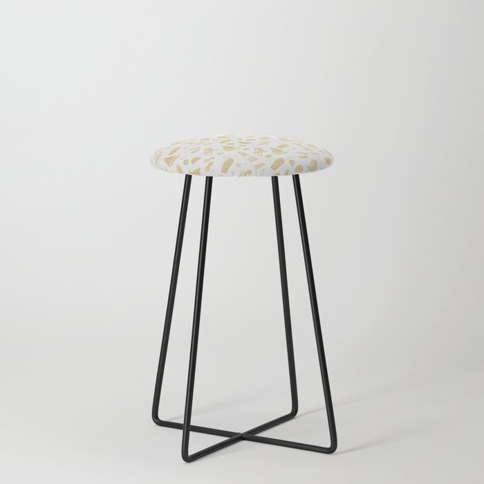 Beige Summer Beach Elements Pattern Counter Stool