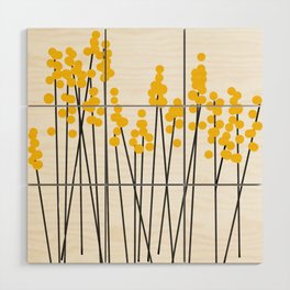 Hello Spring! Yellow/Black Retro Plants on White #decor #society6 #buyart Wood Wall Art
