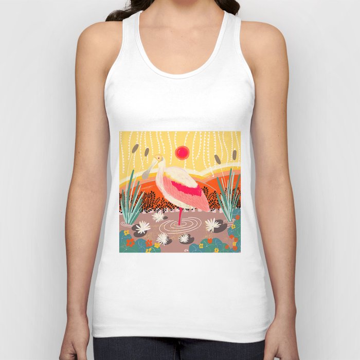 Roseate Spoonbill in the Sunset Tank Top