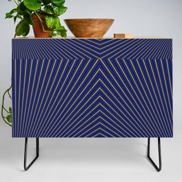 Gold Diagonals and Rays on Navy Blue Credenza