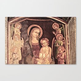 Madonna and Child Gothic Fresco Painting Canvas Print