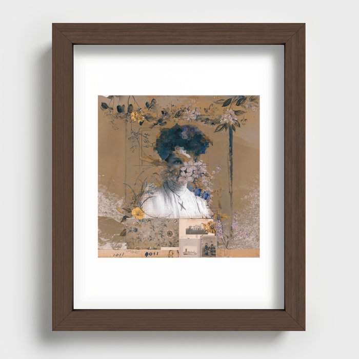 Scraps of a life collage Recessed Framed Print