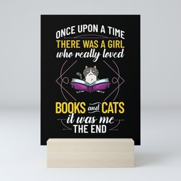 Cat Read Book Reader Reading Librarian Mini Art Print