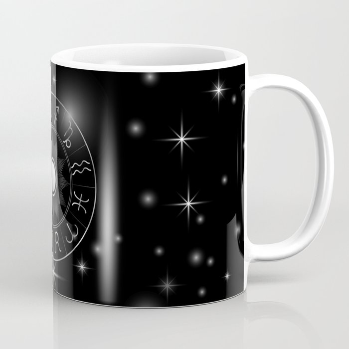 Zodiac astrology circle Silver astrological signs with moon sun and stars Coffee Mug