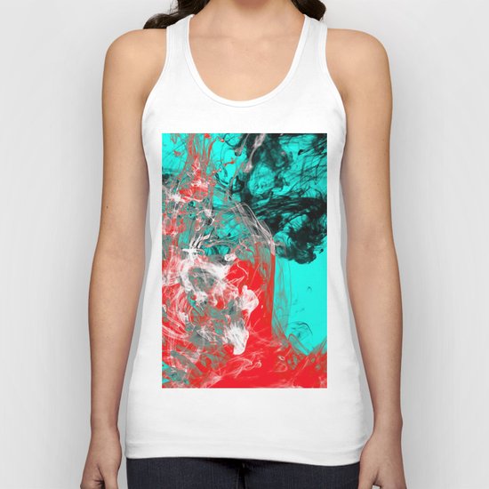 Marbled Collision - Abstract, red, blue, black and white mixed paint artwork Unisex Tank Top