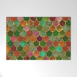 Greens & Gold Mermaid Scales Welcome Mat