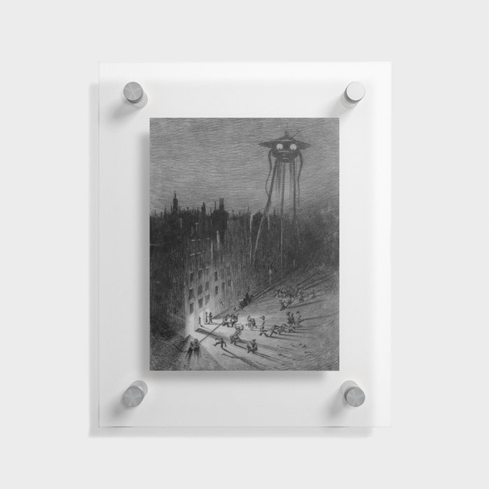 Scenes in Regent Street and Piccadilly - War of the Worlds vintage poster by  Henrique Alvim Corrêa  Floating Acrylic Print