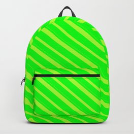 [ Thumbnail: Lime and Light Green Colored Lines/Stripes Pattern Backpack ]