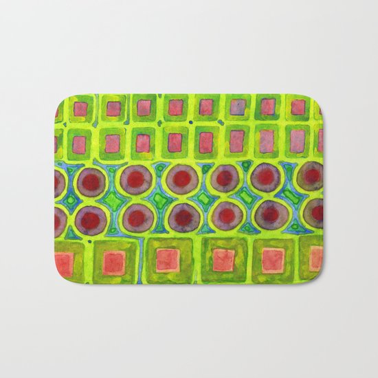 Connected filled Squares Fields Bath Mat