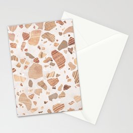 Terrazzo wood brown white Stationery Card