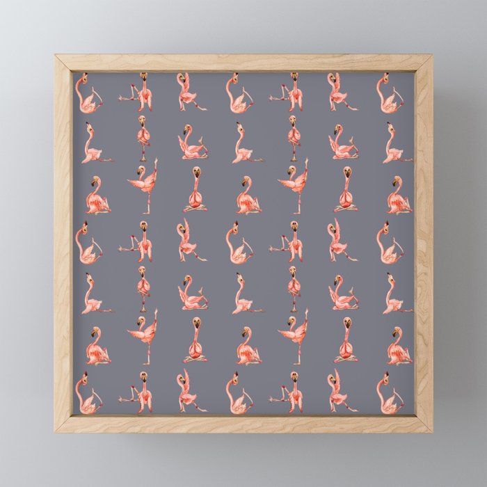 Flamingo Yoga Watercolor Framed Mini Art Print