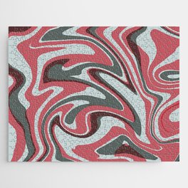 Unique Red And Grey Liquid Marble,Swirl Abstract Pattern Jigsaw Puzzle