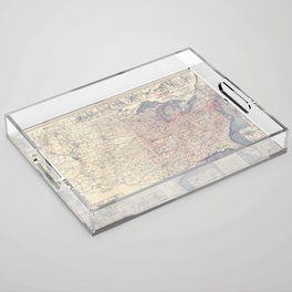  Paved Road Map of the United States 1930 - Vintage Illustrated Map Acrylic Tray