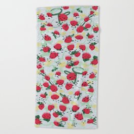 Strawberries Abstract Art  Beach Towel