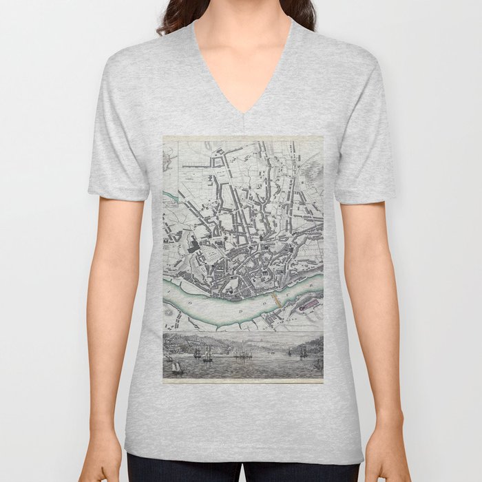 Oporto 1833 Vintage pictorial map V Neck T Shirt