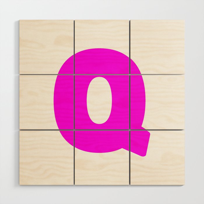 Q (Magenta & White Letter) Wood Wall Art