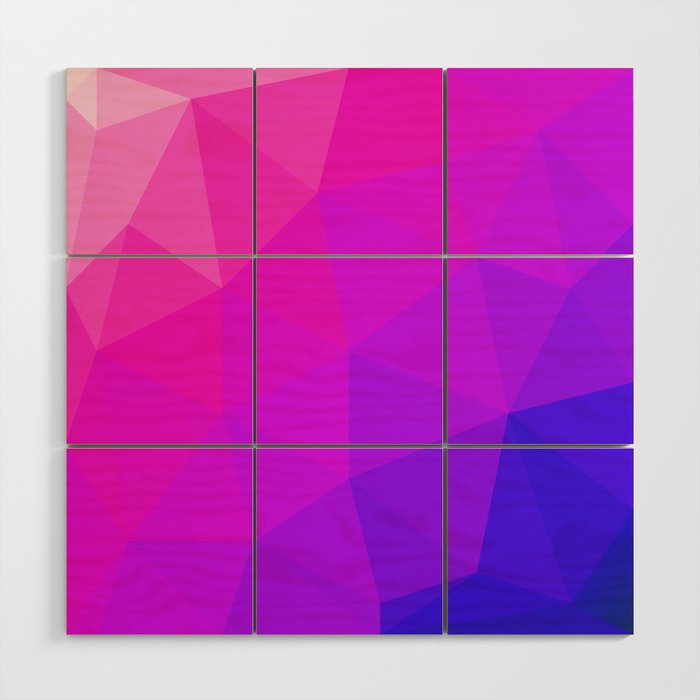 Magenta and Violet Low Poly Pattern Wood Wall Art