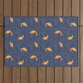 Koi Pond Swirl Blue Outdoor Rug