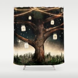 Rustic Mason Jar Tree Shower Curtain